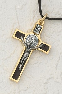 Crucifix- 2" St Benedict Crucifix Black/ Gold