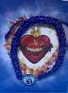 Bracelet: BLUE Slip Knot Bracelet with full color two sided epoxy image Mary, Refuge of Holy Love/United Hearts