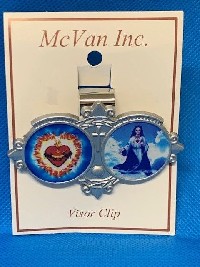 Visor Clip: Images of Mary, Refuge of Holy Love and the United Hearts